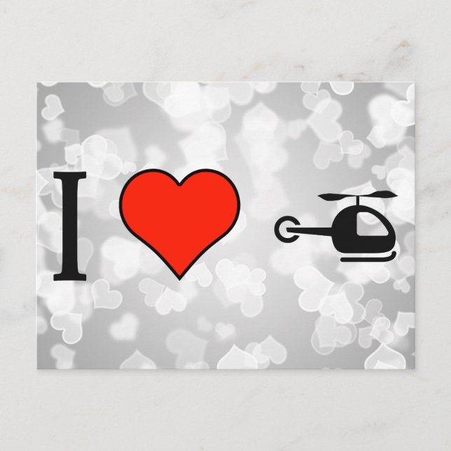 I Love Flying With Helicopter Postcard (Front)