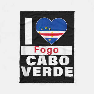 I Love Fogo Cabo Verde With Cape Verde Flag Heart Fleece Blanket
