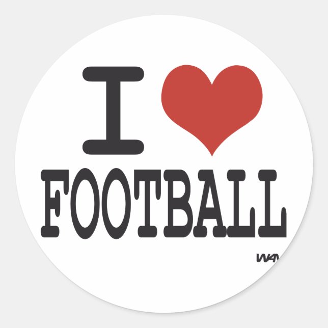 I LOVE FOOTBALL CLASSIC ROUND STICKER (Front)