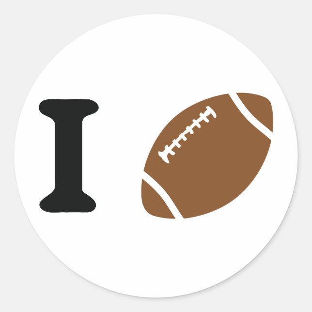 i love football classic round sticker (Front)
