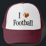 I Love Football Trucker Hat<br><div class="desc">So glad it is football season again. Heart-shaped football! I heart football gifts.</div>