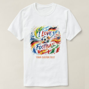 I Love Football Watercolor 2026 T-Shirt