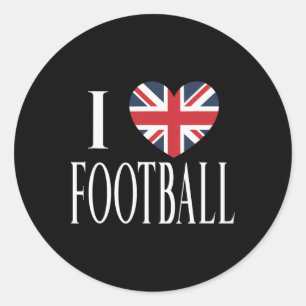 I Love Footll Great Britain Flag Heart Soccer Love Classic Round Sticker