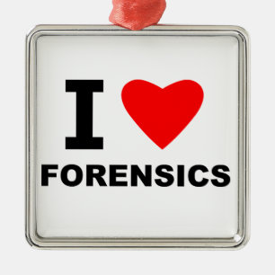 I Love Forensics Metal Ornament