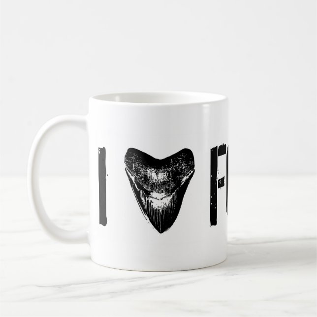 I LOVE FOSSILS Megalodon Coffee Mug (Left)