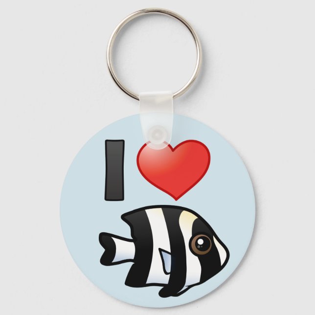 I Love Four Stripe Damselfish Key Ring (Front)