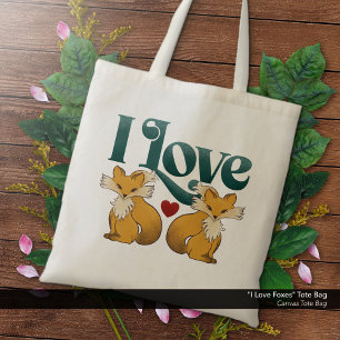 I Love Foxes Cute Heart Tote Bag