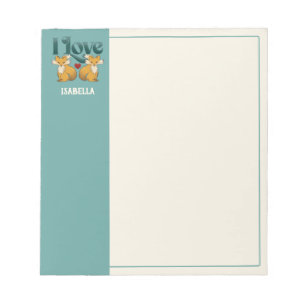I Love Foxes with Heart Custom Name Notepad