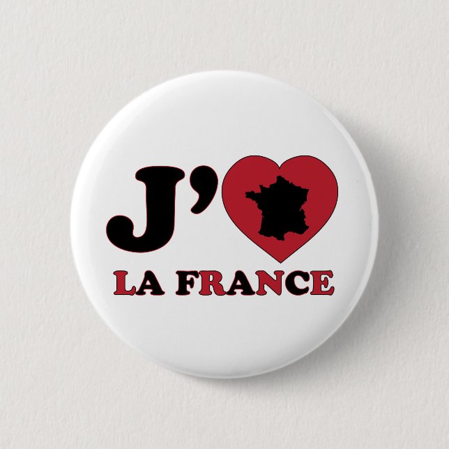 I Love France 6 Cm Round Badge (Front)