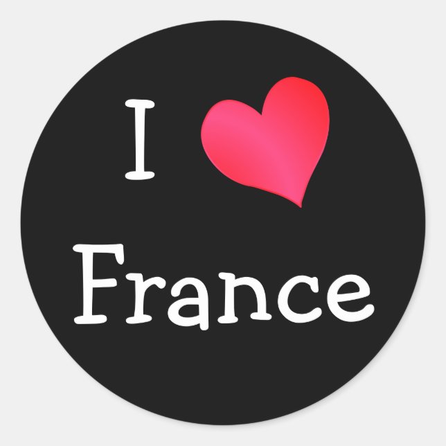 I Love France Classic Round Sticker (Front)