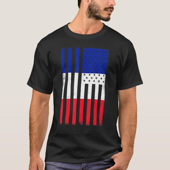 I Love France National Day  French Flag Paris Heri T-Shirt (Front)