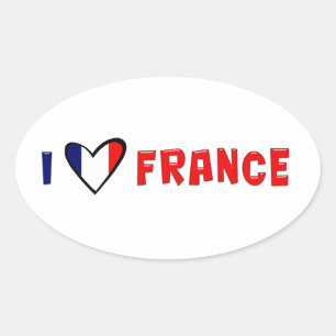 I Love France Oval Sticker