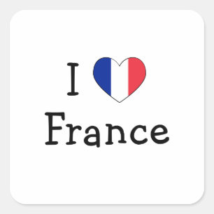 I Love France Square Sticker