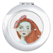 I love Freckles compact mirror red head girl