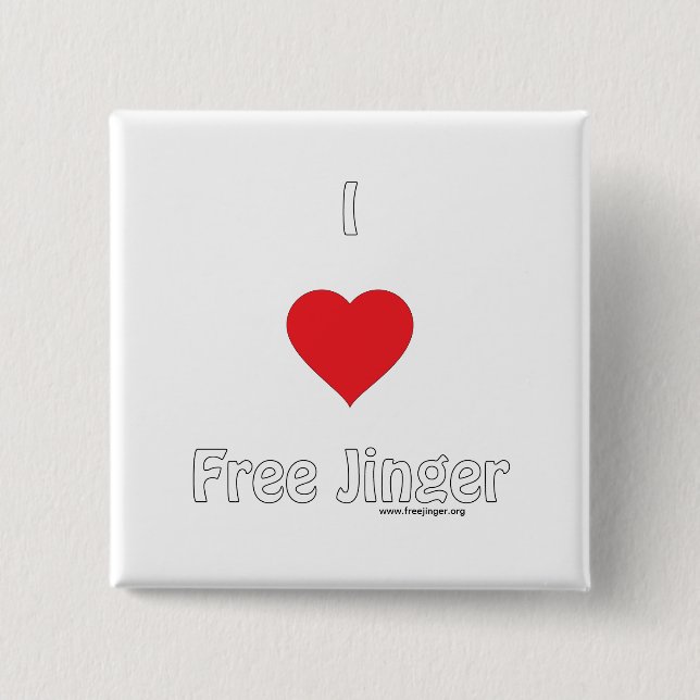 I love Free Jinger 15 Cm Square Badge (Front)