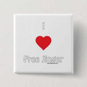 I love Free Jinger 15 Cm Square Badge