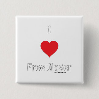 I love Free Jinger 15 Cm Square Badge