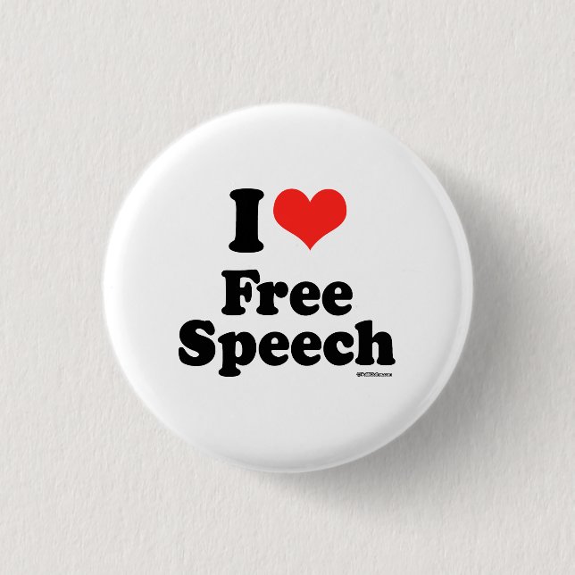 I LOVE FREE SPEECH 3 CM ROUND BADGE (Front)