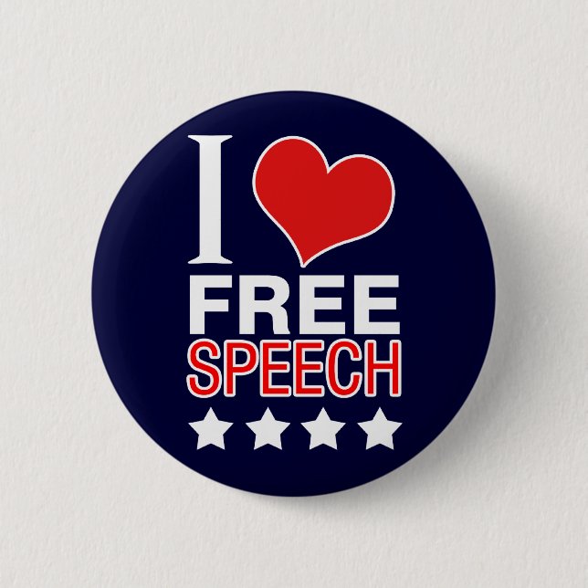 I love free speech 6 cm round badge (Front)
