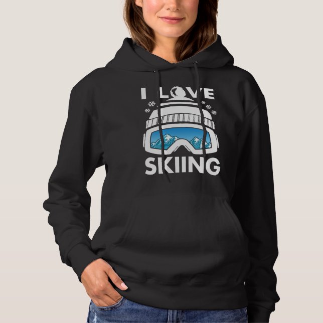 I Love Freestyle Skiing Googles Ski Poles Goggles  Hoodie (Front)