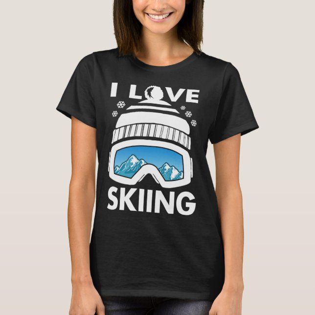 I Love Freestyle Skiing Googles Ski Poles Goggles  T-Shirt (Front)