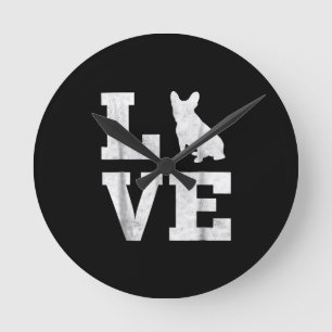 I Love French Bulldog Frenchie Dog Lover Owner Round Clock
