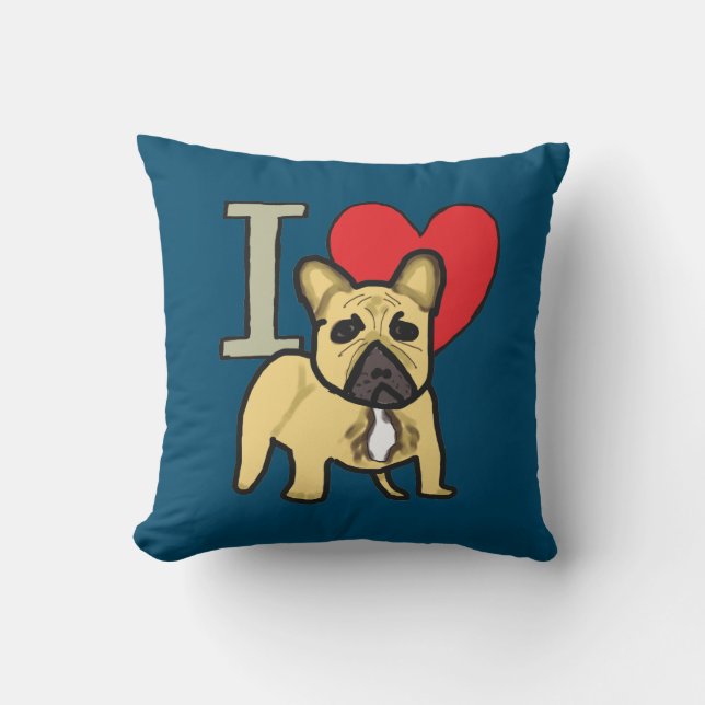I Love French Bulldogs Cushion (Front)