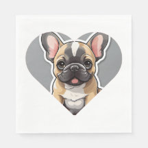 I LOVE FRENCH BULLDOGS Cute Cartoon Puppy in Heart