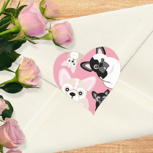 I Love Frenchies Cute French Bulldogs Heart Sticker
