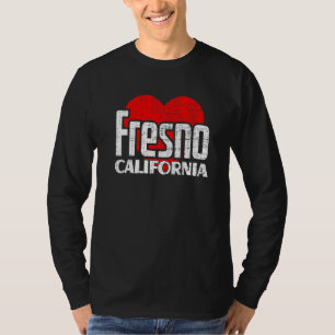 I Love Fresno California Retro Big Heart Fresno Va T-Shirt
