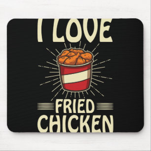 I Love Fried Chicken Funny Fast Food Shirt Bucket  Mouse Pad