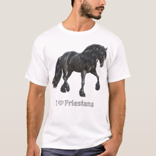 I Love Friesians Black Friesian Draught Horse Love T-Shirt
