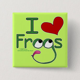 I love FROGS 15 Cm Square Badge