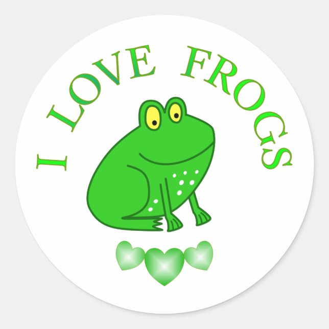 I Love Frogs Classic Round Sticker (Front)