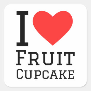 I love fruit cupcake square sticker