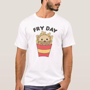 I Love Fry Day Funny Otter French Fries Friday T-Shirt