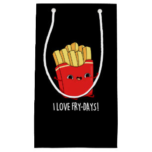 I Love Fry-Days Funny French Fries Pun Dark BG Small Gift Bag