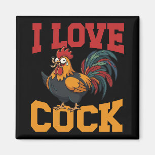 I Love Funny Rooster Chicken Farm Humour  Magnet