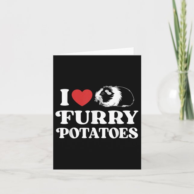I Love Furry Potatoes Funny Guinea Pig Heart Desig Card (Front)