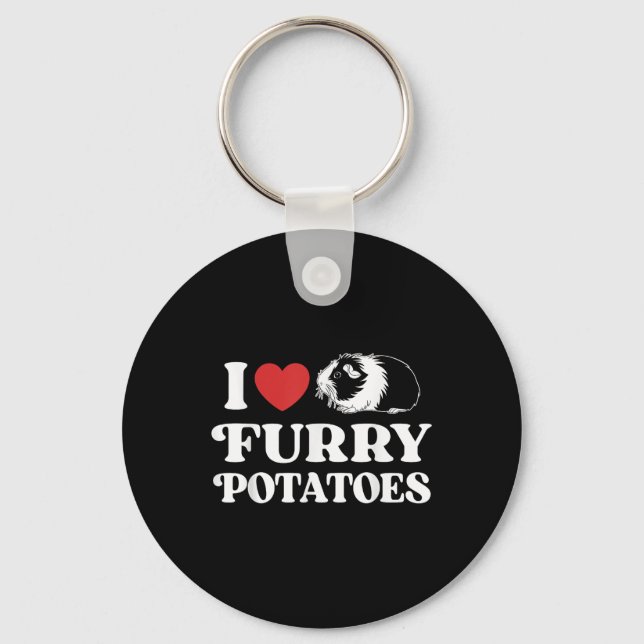 I Love Furry Potatoes Funny Guinea Pig Heart Desig Key Ring (Front)
