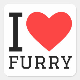 I love furry square sticker