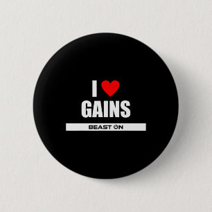 I Love Gains Bodybuilding Gainz Gym Fitness Traini 6 Cm Round Badge