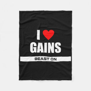 I Love Gains Bodybuilding Gainz Gym Fitness Traini Fleece Blanket
