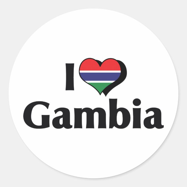 I Love Gambia Flag Classic Round Sticker (Front)