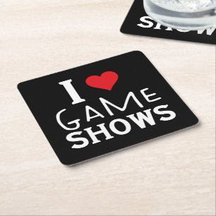 I Love Game Shows, Funny Saying Game Shows Lover Square Paper Coaster