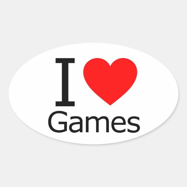 I Love Games Oval Sticker (Front)