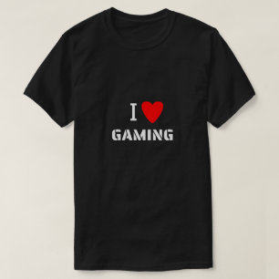 I Love Gaming Red Heart Typography T-Shirt
