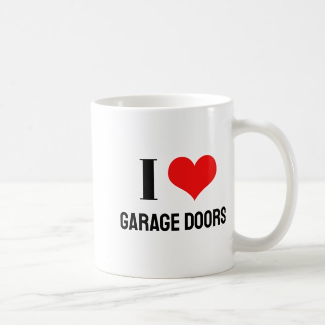 I Love Garage Doors Christmas Red Heart Funny Gift Coffee Mug (Right)