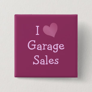 I Love Garage Sales 15 Cm Square Badge
