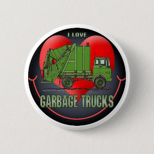 I Love Garbage Truck Greens Button Pin